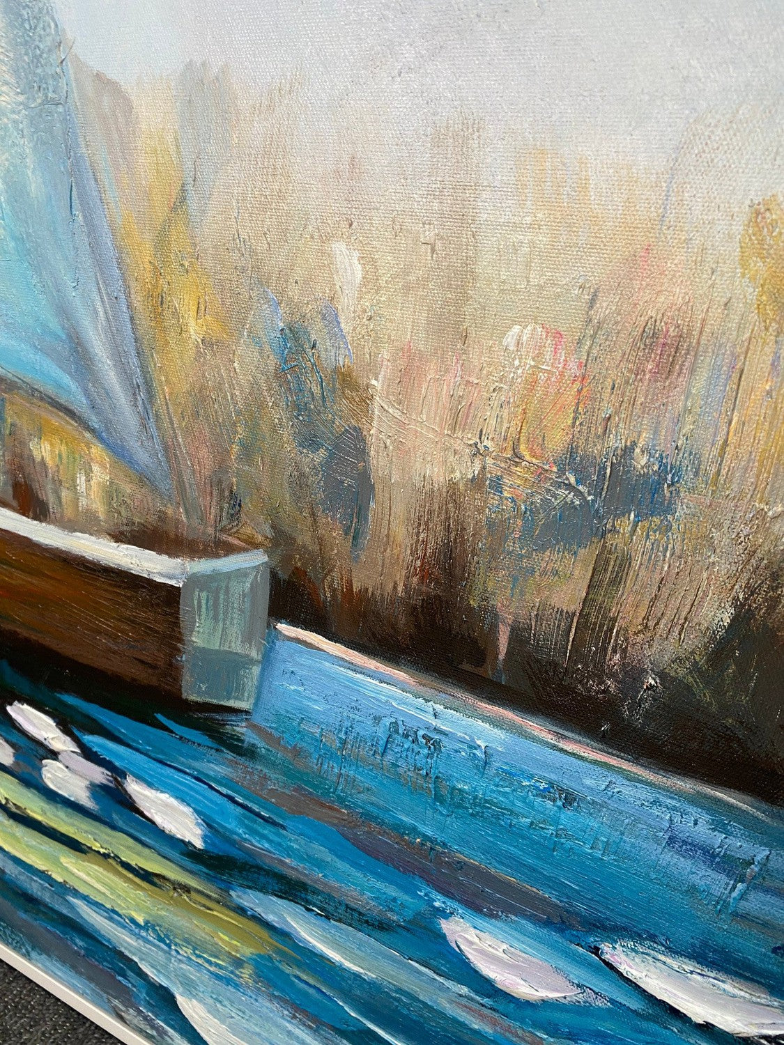 Sailing At Midday, Hand-Painted Canvas, 120x180cm, white frame