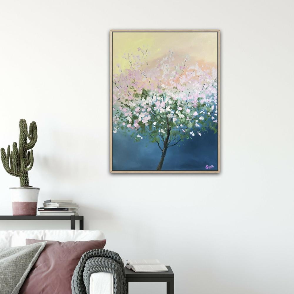 Illumination Brisbane Pink Trumpet Tree, Original Hand-Painted Canvas By Meredith Howse-by-Meredith Howse-original art-Gioia