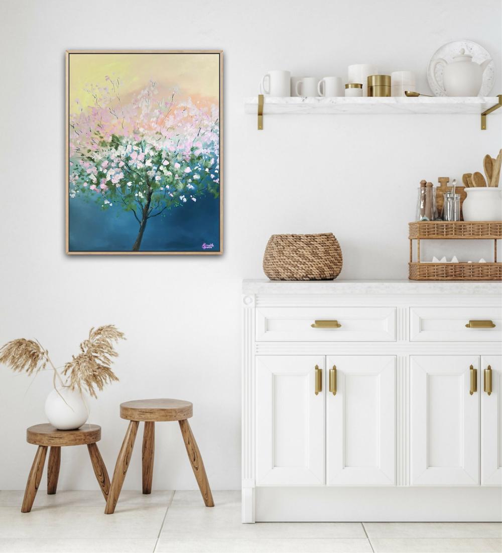Illumination Brisbane Pink Trumpet Tree, Original Hand-Painted Canvas By Meredith Howse-by-Meredith Howse-original art-Gioia