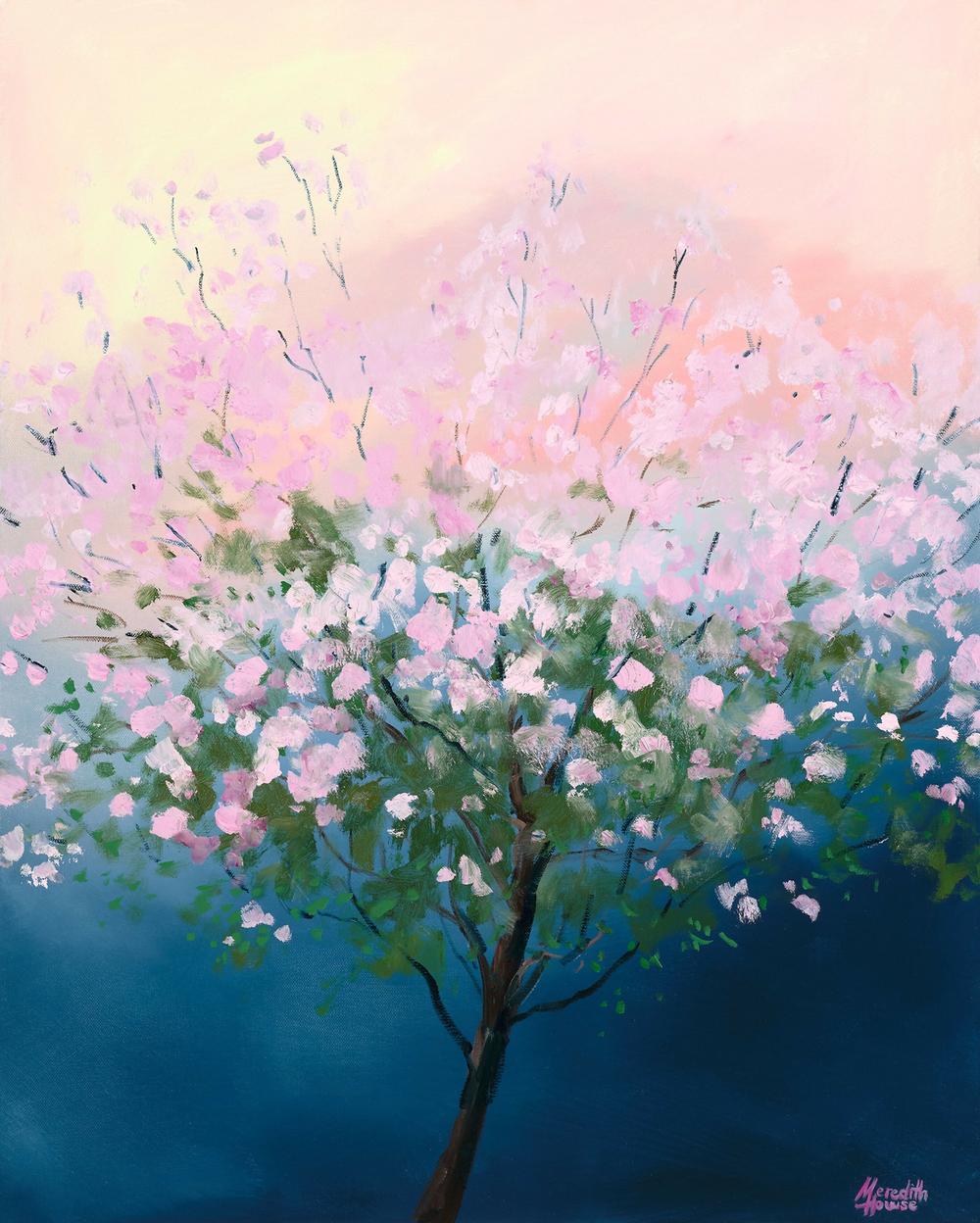 Illumination Brisbane Pink Trumpet Tree, Original Hand-Painted Canvas By Meredith Howse-by-Meredith Howse-original art-Gioia