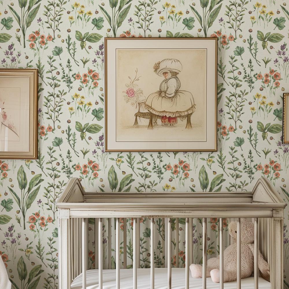 Illustrated Garden Pattern IIA-wallpaper-eco-friendly-easy-removal-Leslie Trimbach-2
