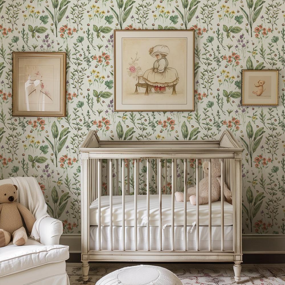 Illustrated Garden Pattern IIA-wallpaper-eco-friendly-easy-removal-Leslie Trimbach-5
