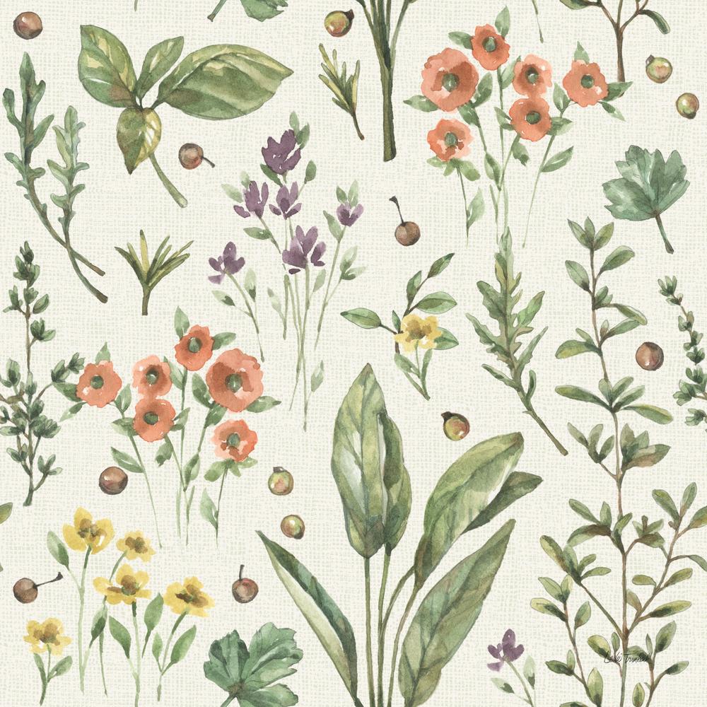 Illustrated Garden Pattern IIIA-wallpaper-eco-friendly-easy-removal-Leslie Trimbach-1