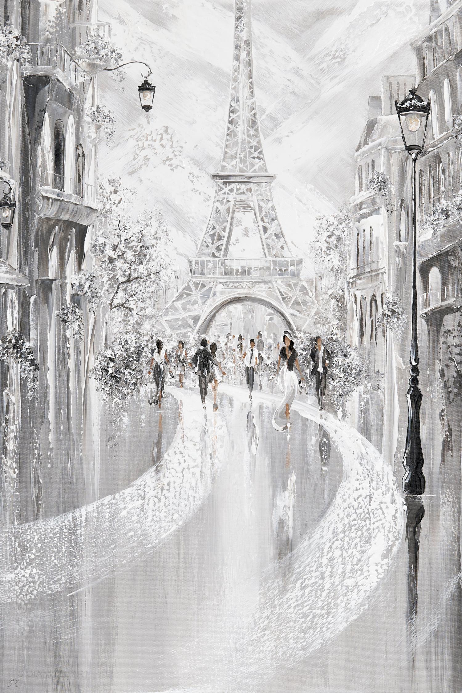 Eiffel Tower Silhouettes Acrylic On Canvas 76X60Cm By Isabella Karolewicz Original Artwork