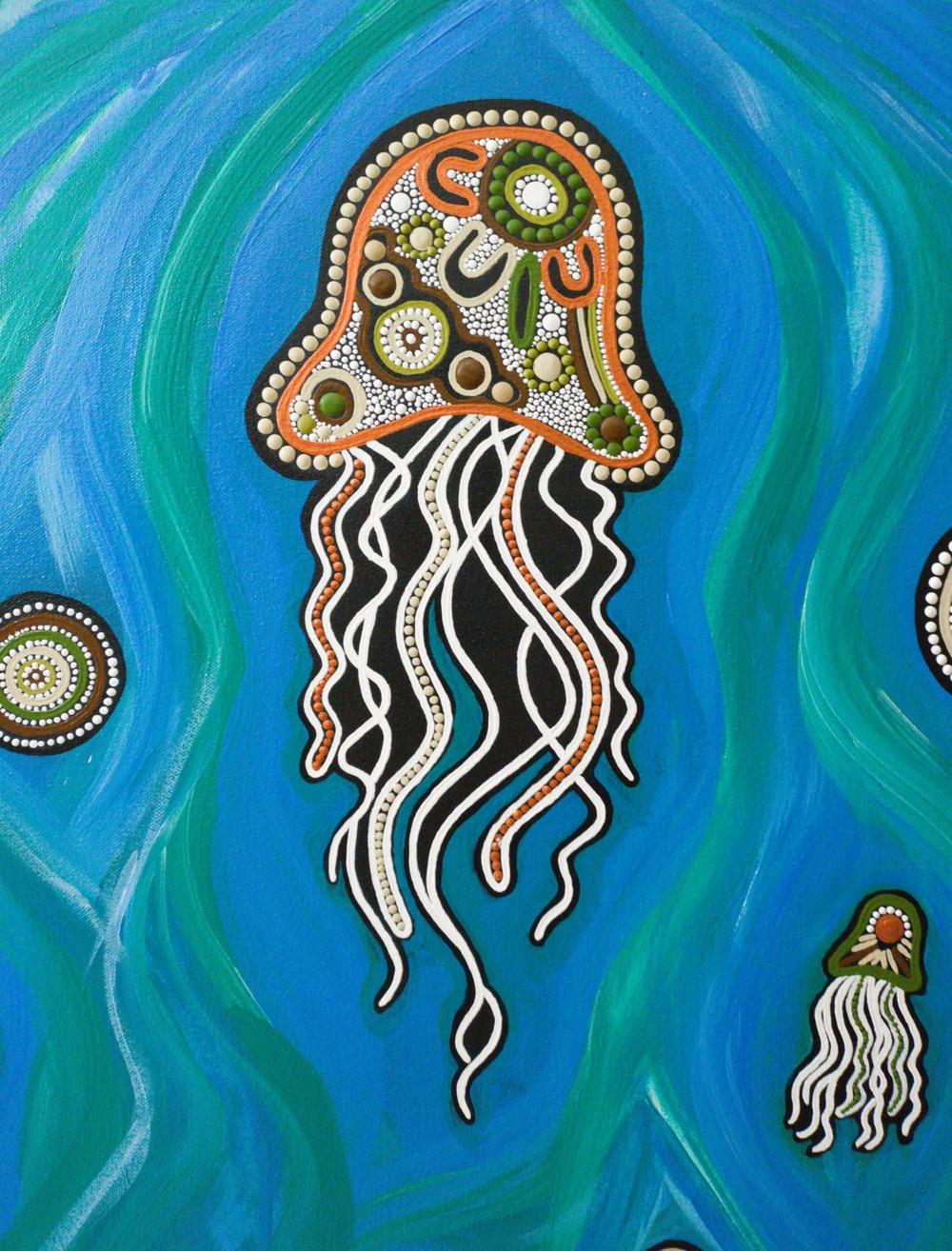 Jelly fish mob in deep water dreaming , Original Artwork-by-Emma Rigney-original art-Gioia