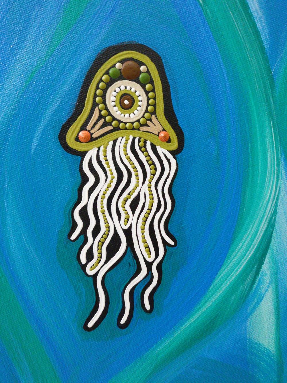 Jelly fish mob in deep water dreaming , Original Artwork-by-Emma Rigney-original art-Gioia