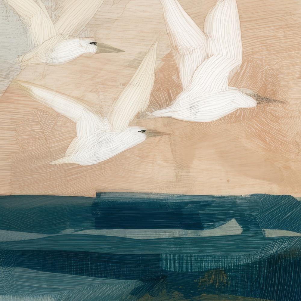 Birds in Flight Over Water