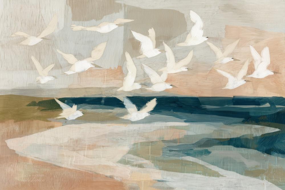 Birds in Flight Over Water