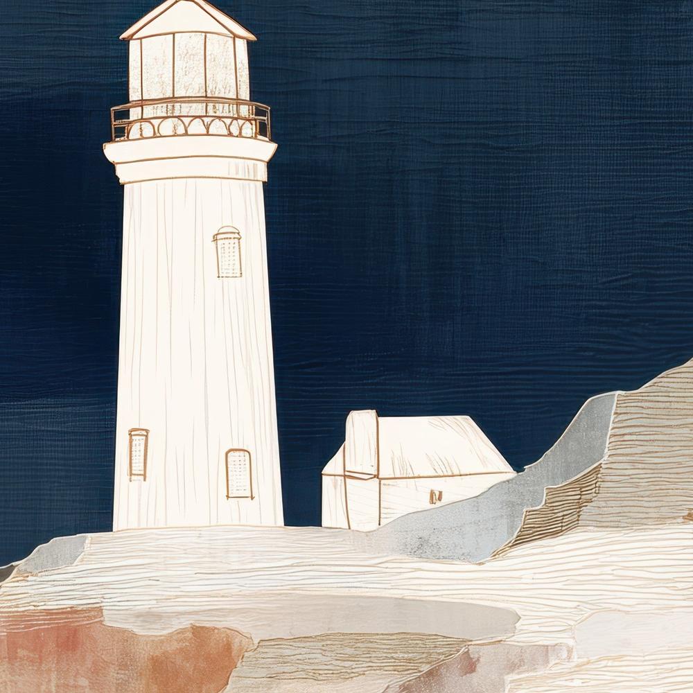 Coastal Lighthouse at Night