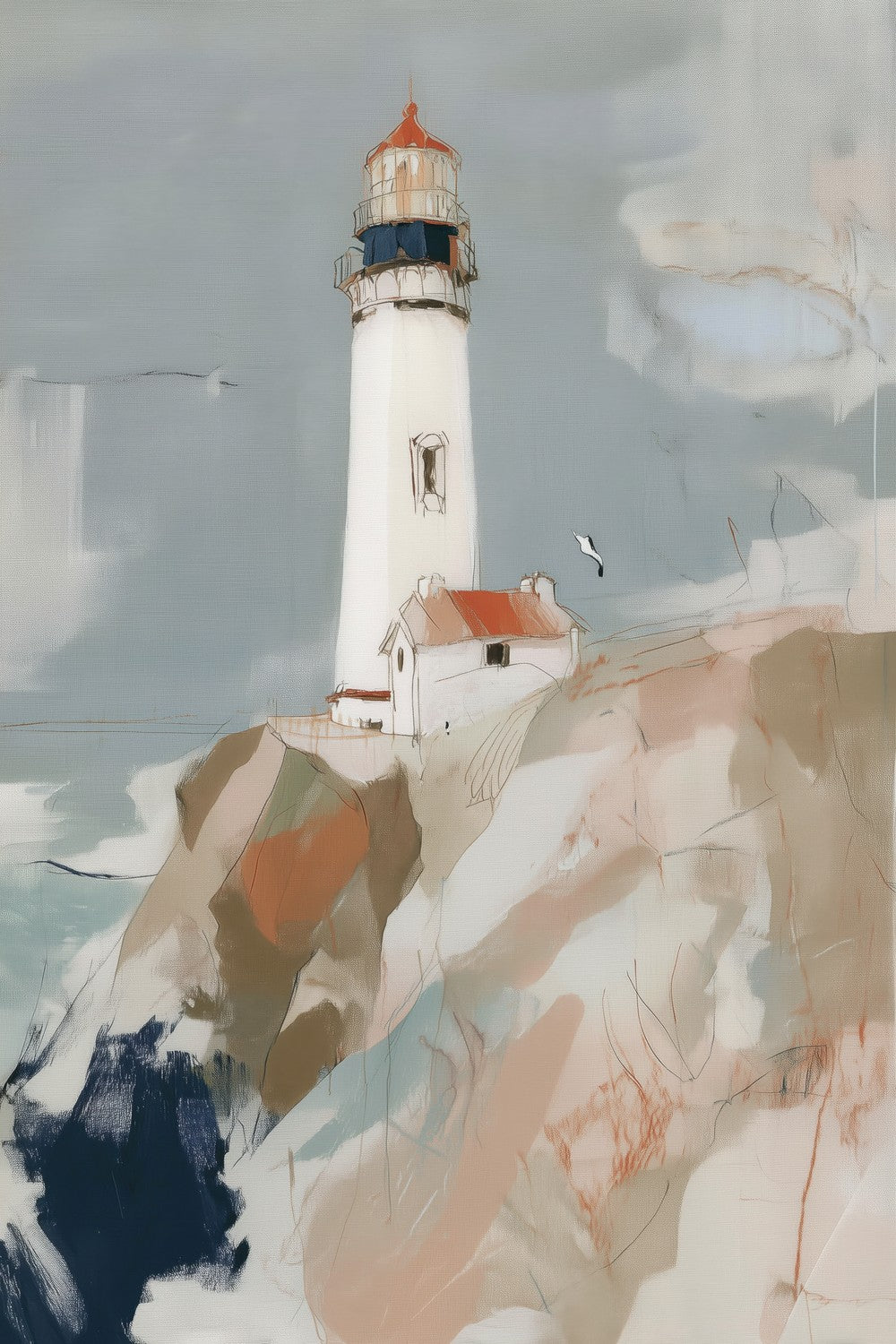 Lighthouse on Rocky Cliffs