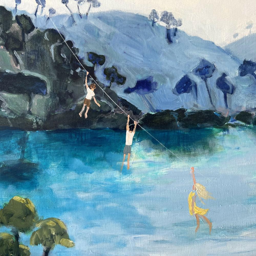 Kite Flying and Mountains, Original Hand-Painted Canvas By Meredith Howse-by-Meredith Howse-original art-Gioia