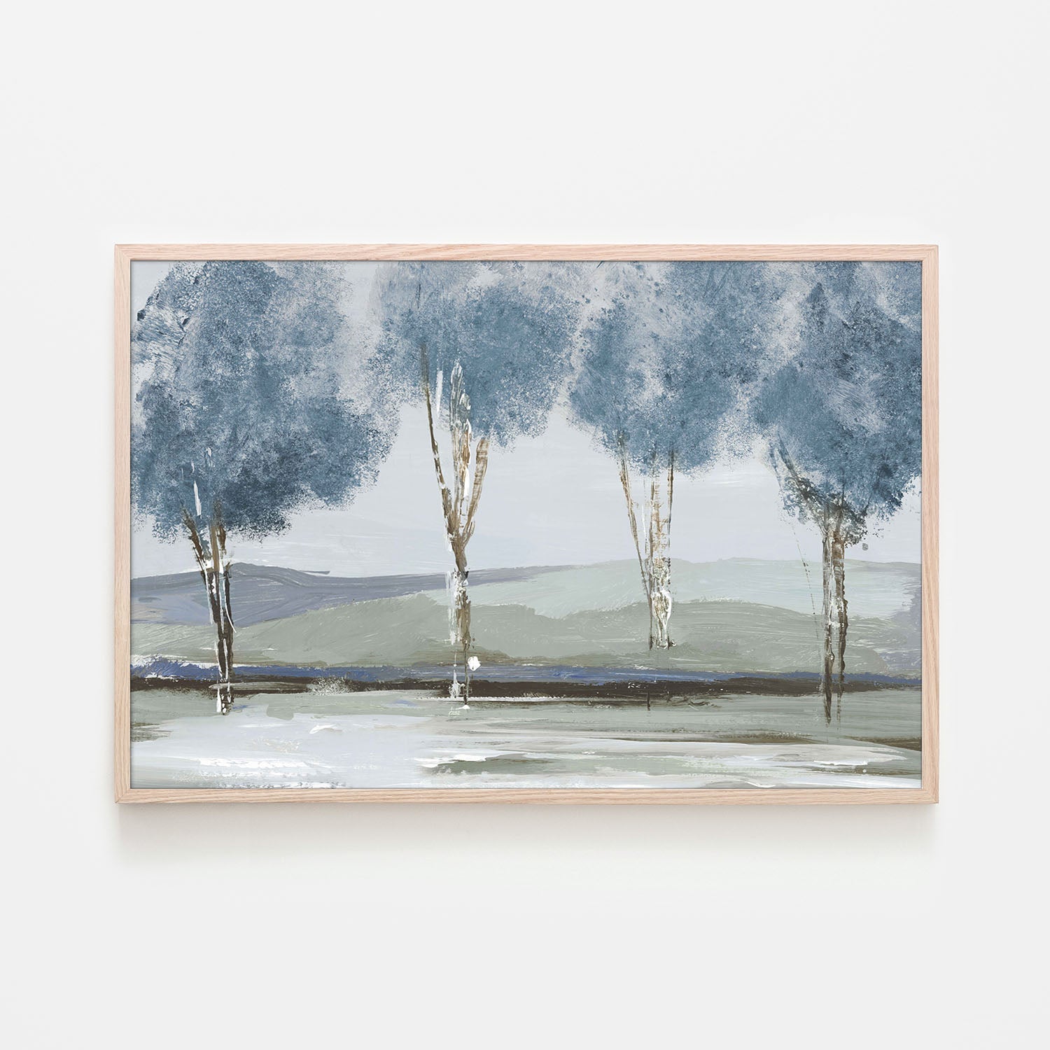 Golden Birch Tree Forest Blue Version