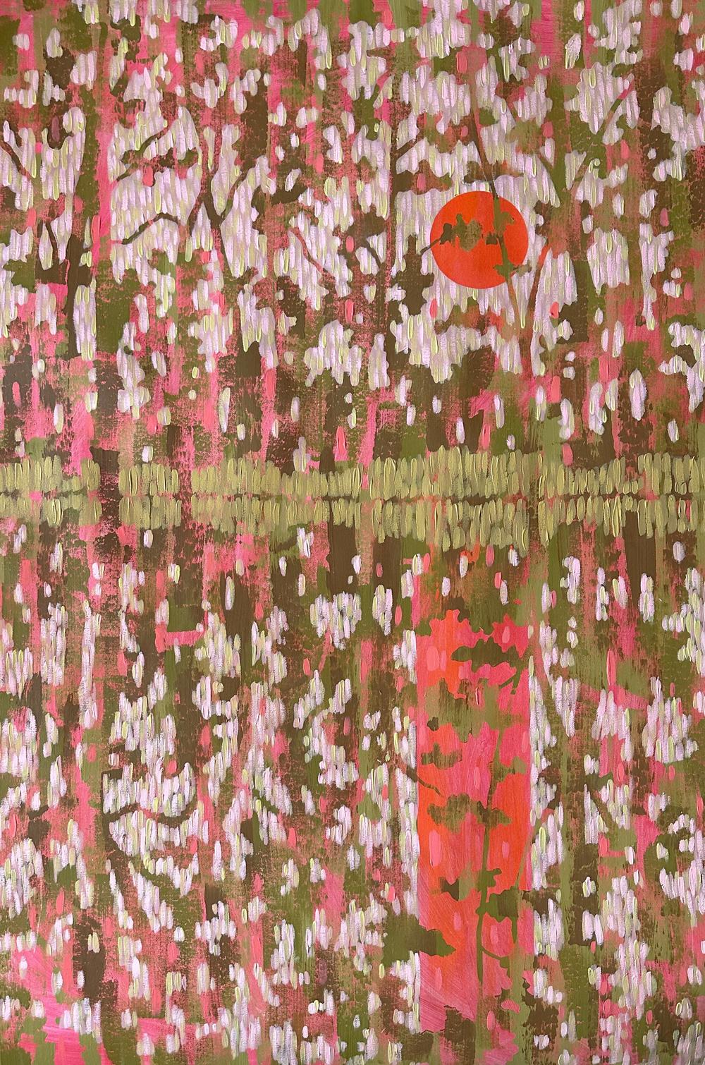 Lace of the Forest at Sunset - Original Painting-by-Ekaterina Prisich-original art-Gioia