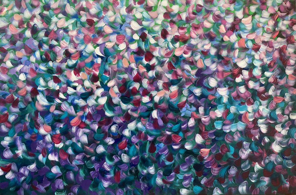Lavender Fields, Original Hand-Painted Canvas By Katherine Spiller-by-Katherine Spiller-original art-Gioia