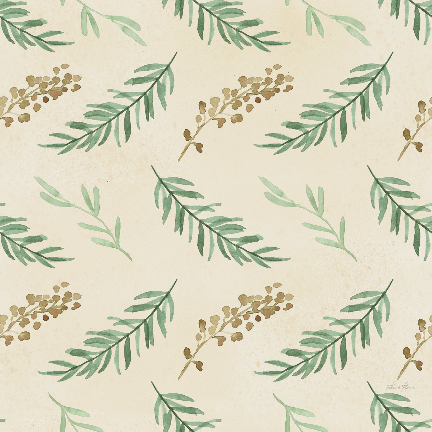 Leaf and Stem Pattern, Style B, Wallpaper