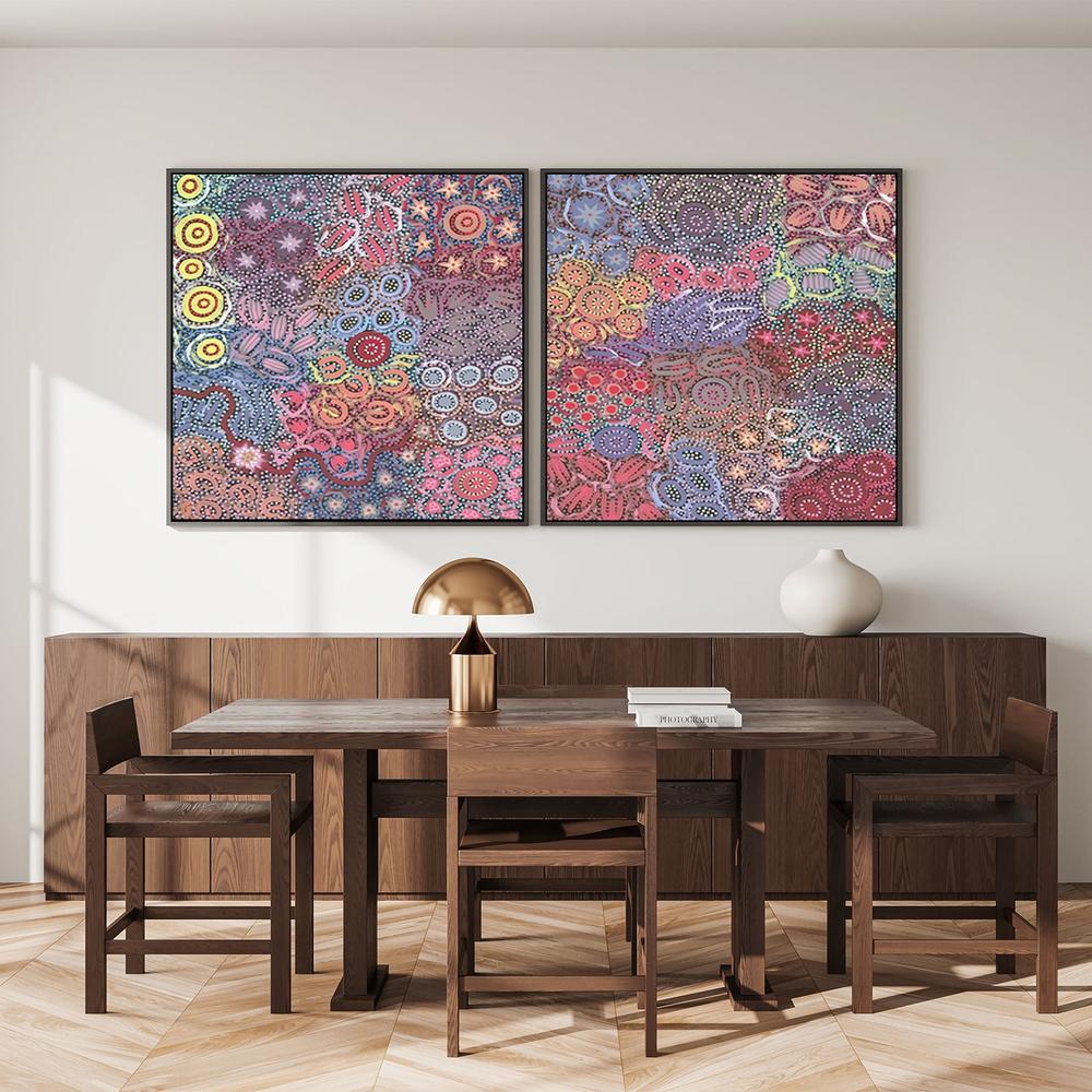 Women’s Dancing Ceremony And Love Story Set Of 2 By Azeza Possum Aboriginal Painting Print