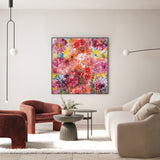 Red Flowers , Hand-Painted Canvas