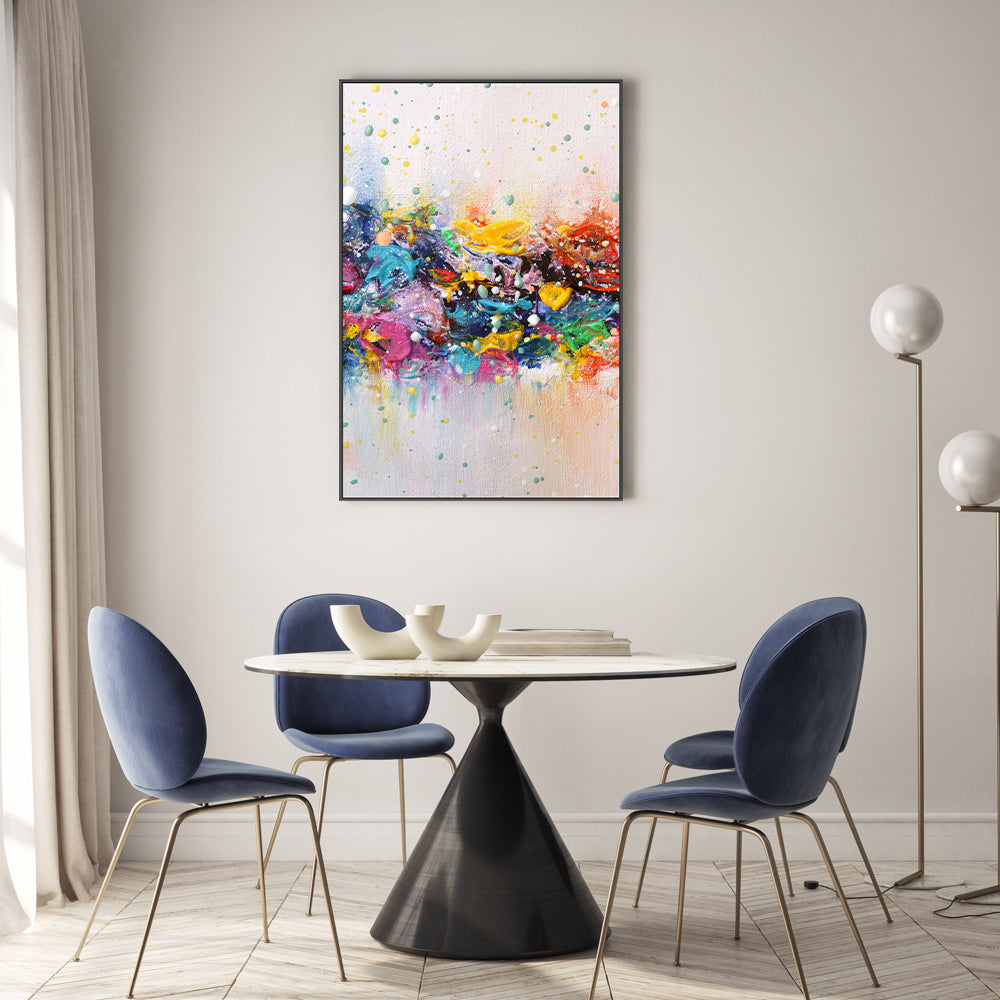 Canvas Painting, Colour Riot , Hand-Painted Canvas, Framed – Gioia Wall Art