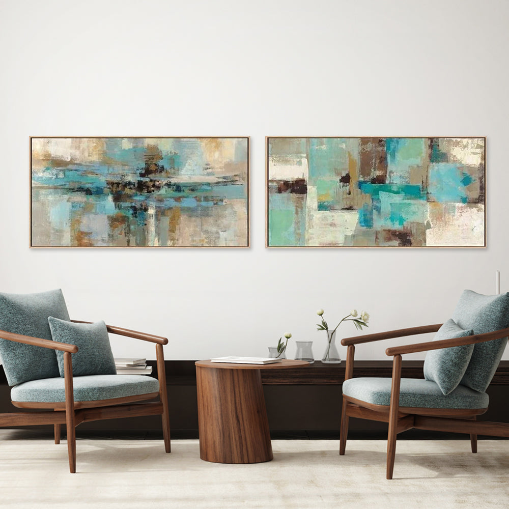 Teal and Aqua Reflections, Set of 2