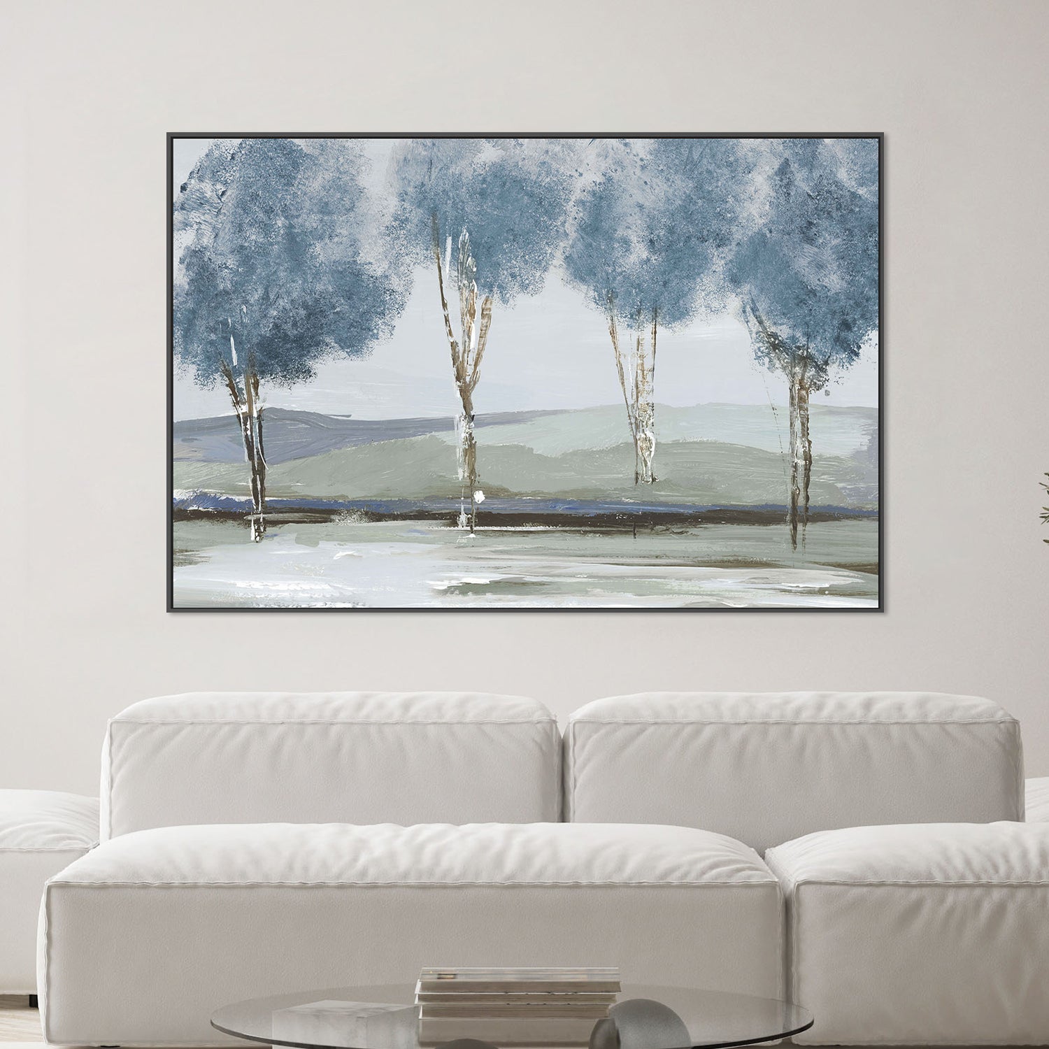 Golden Birch Tree Forest Blue Version
