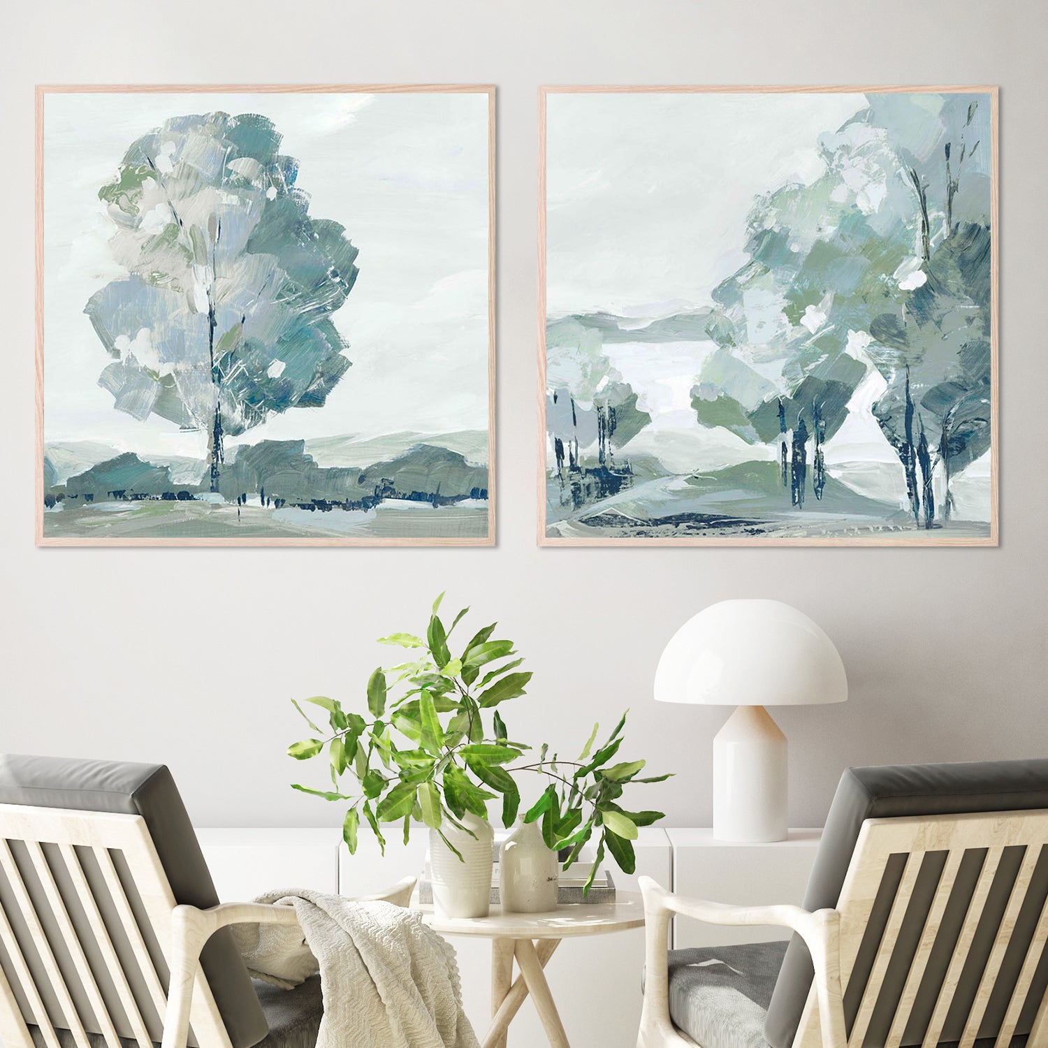 Blue Tree Forest, Style A & B, Set Of 2