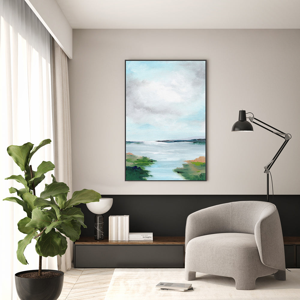 Pastel Blue Haven, Hand-Painted Canvas