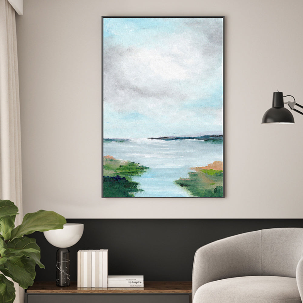 Pastel Blue Haven, Hand-Painted Canvas