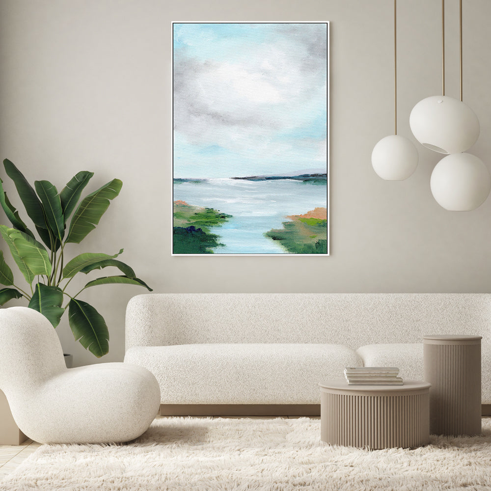 Pastel Blue Haven, Hand-Painted Canvas