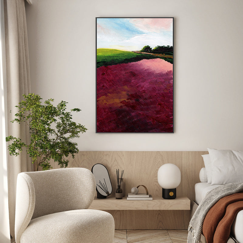 Crimson Dreamscape, Style B, Hand-Painted Canvas