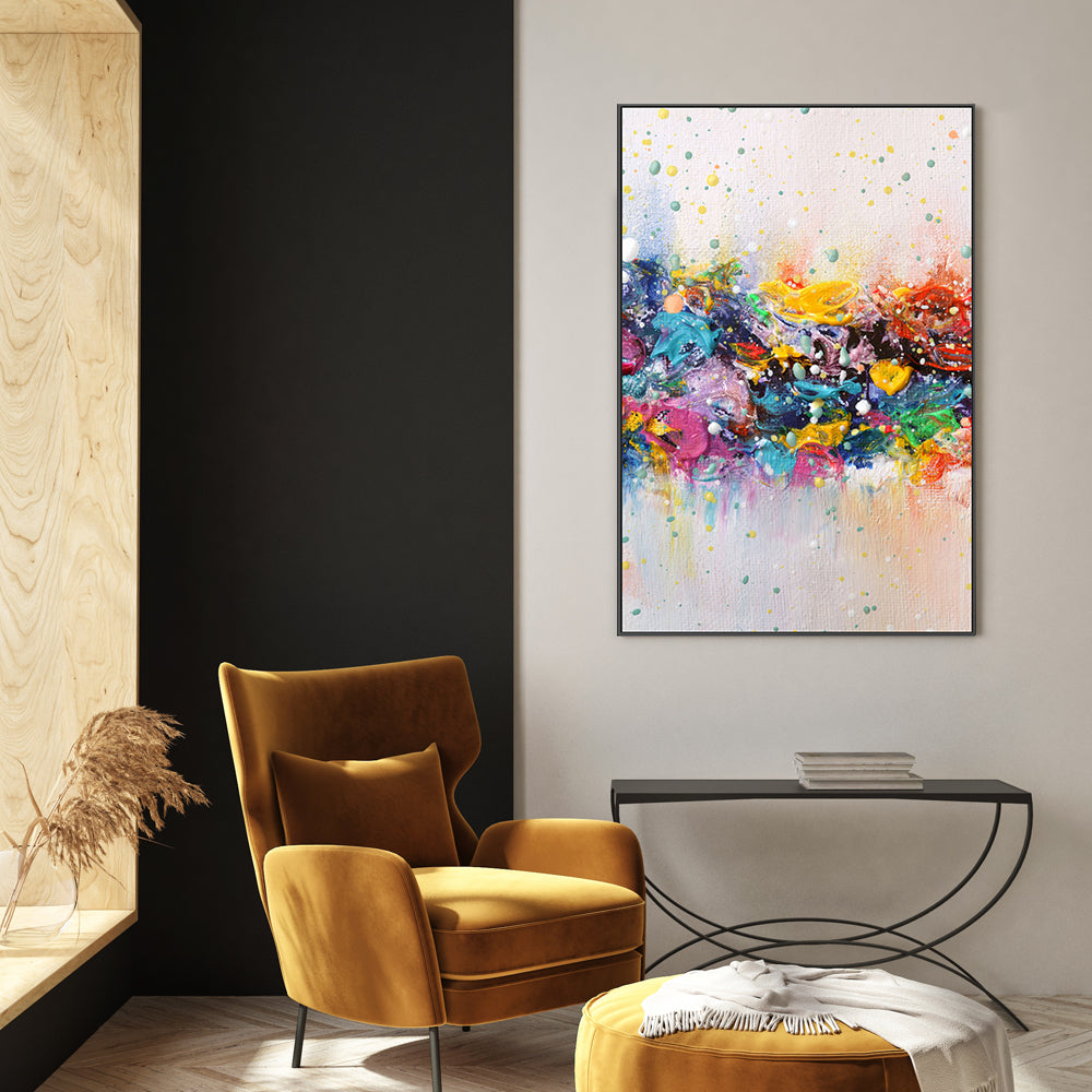 Canvas Painting, Colour Riot , Hand-Painted Canvas, Framed – Gioia Wall Art