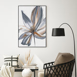 Blue Steel Flower , Hand-Painted Canvas