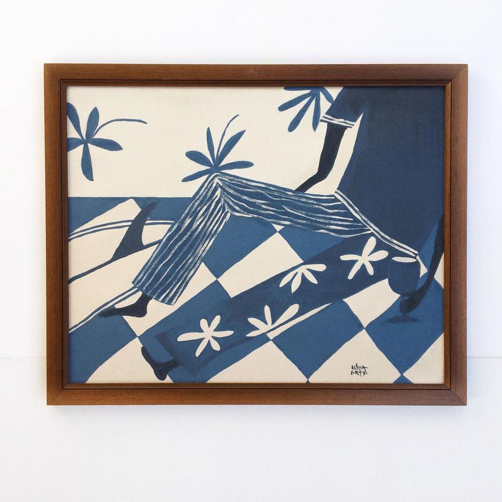 Living the dream in blue, Original Hand-Painted Canvas By Elena Grib-by-Elena Grib-original art-Gioia