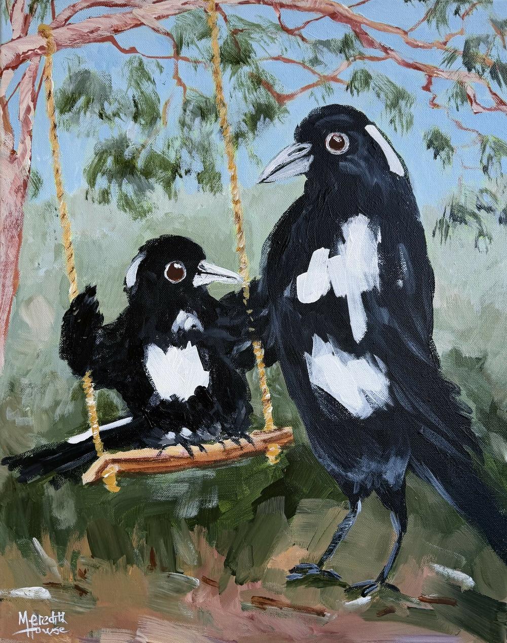 Magpie Swing-by-Meredith Howse-original art-Gioia
