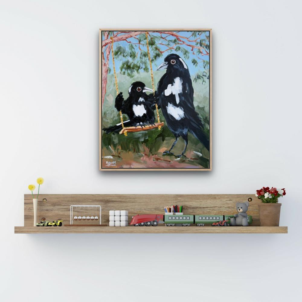Magpies Garden-by-Meredith Howse-original art-Gioia