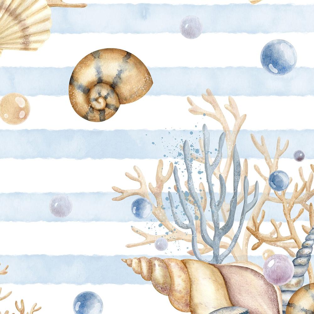 Marine Life And Beach Stripes-wallpaper-eco-friendly-easy-removal-Gioia Wall Art-3