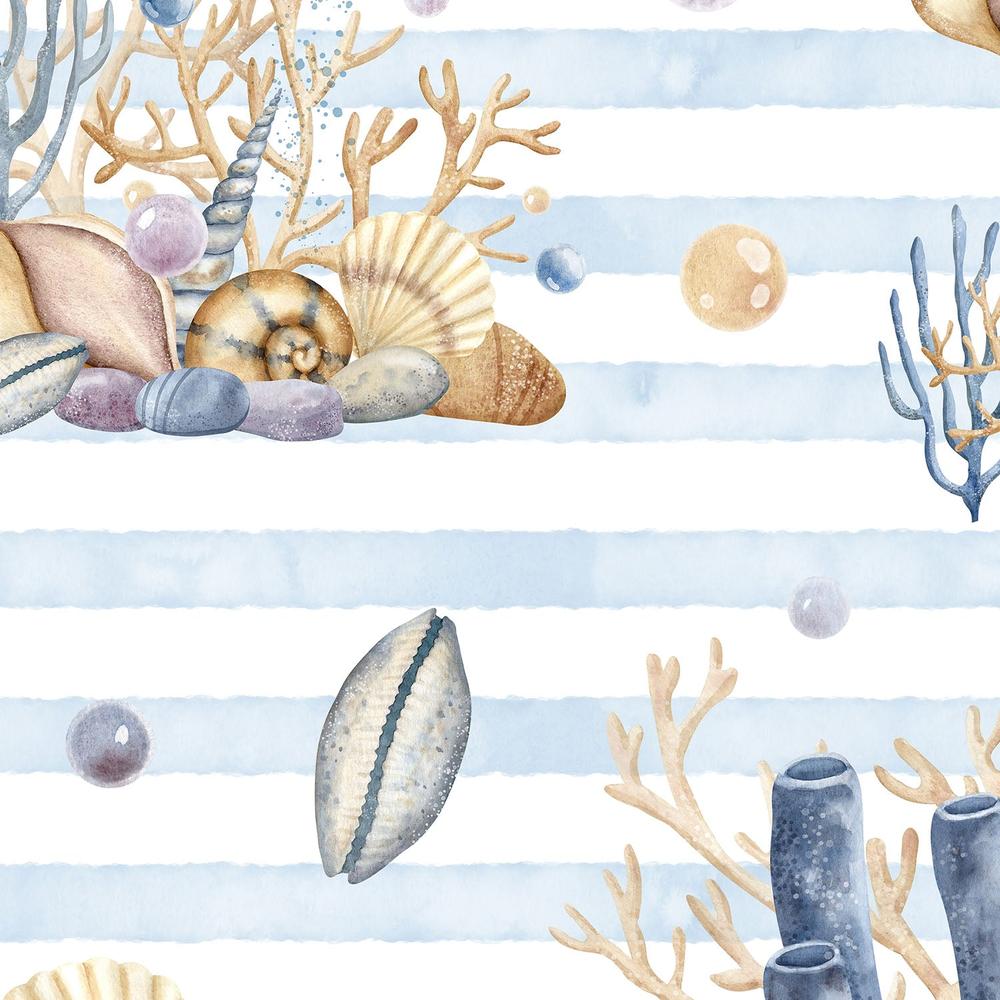 Marine Life And Beach Stripes-wallpaper-eco-friendly-easy-removal-Gioia Wall Art-4