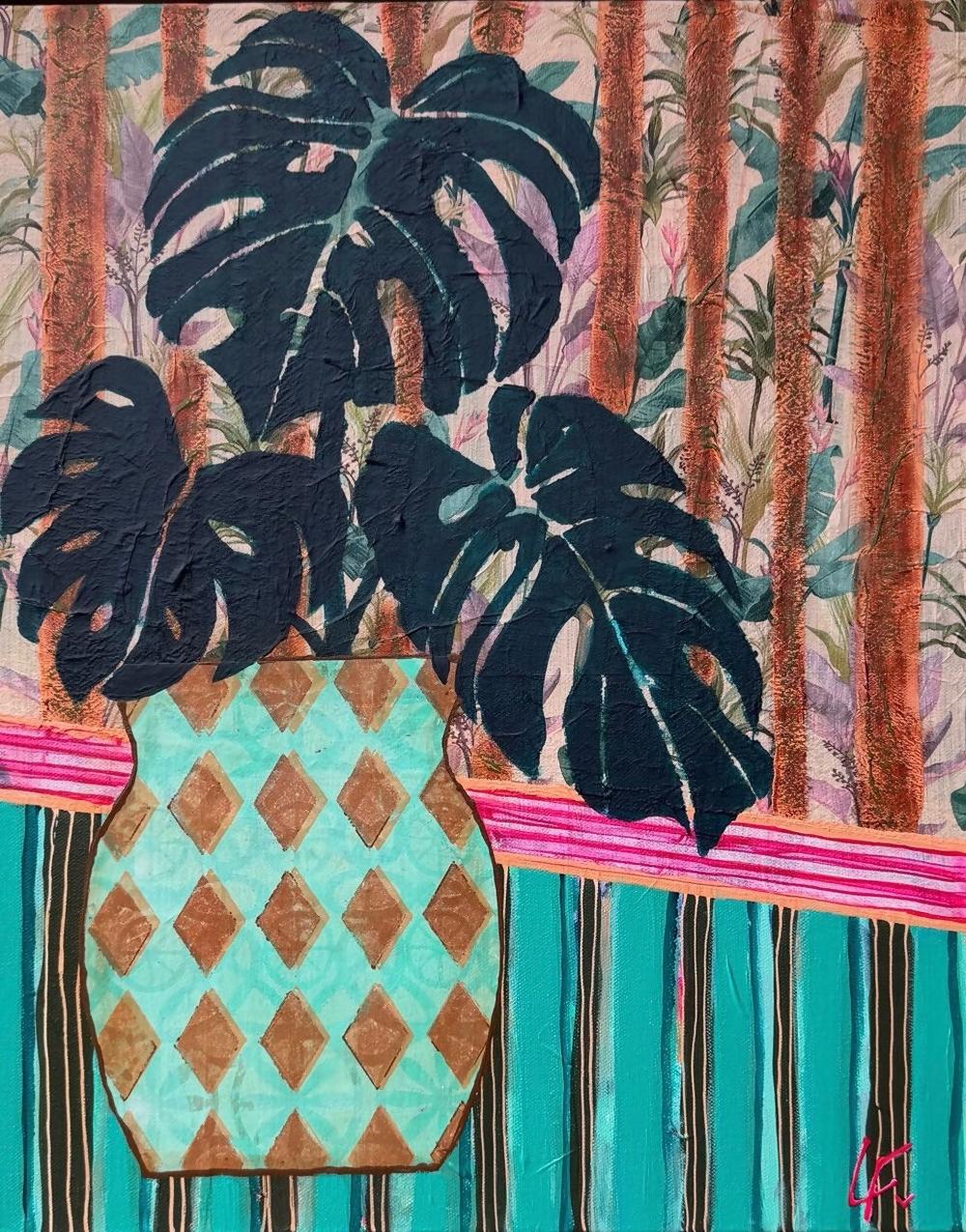 Midnight Harlequin-by-Lindy Farley-original art-Gioia