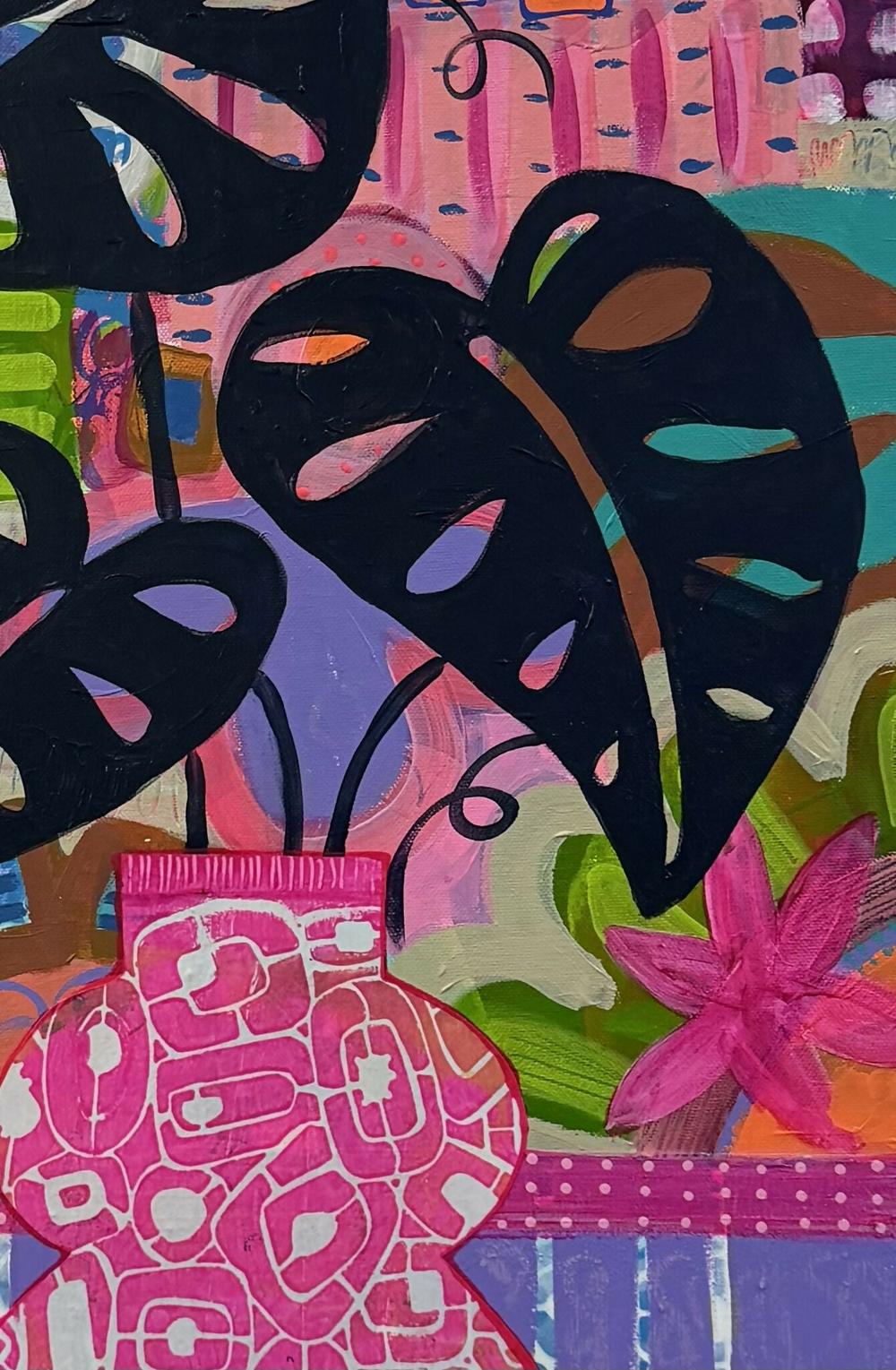 Midnight Monstera-by-Lindy Farley-original art-Gioia