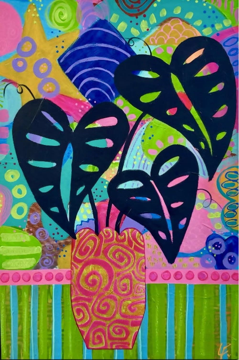 Midnight on the Deck-by-Lindy Farley-original art-Gioia