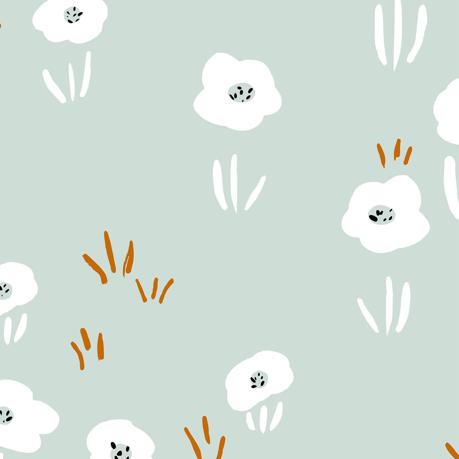 Minimalistic Wildflower Meadow Mint Pattern