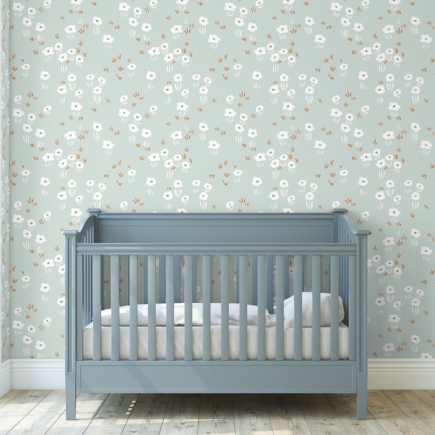 Minimalistic Wildflower Meadow Mint Pattern