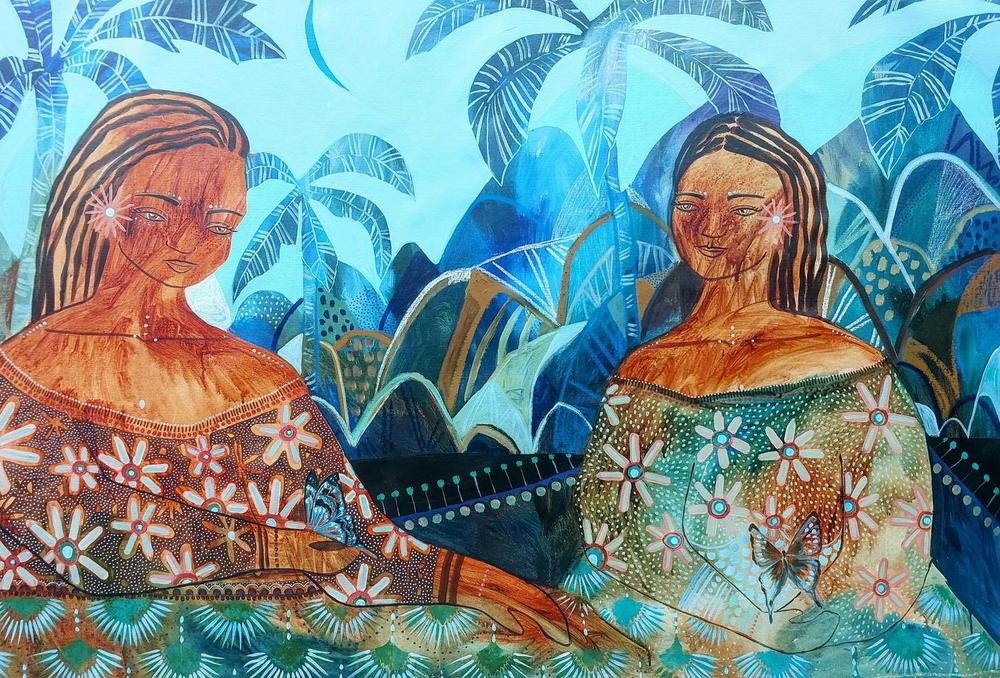 Moonlit Harmony, Original Hand-Painted Canvas By Amanda Skye-by-Amanda Skye-original art-Gioia