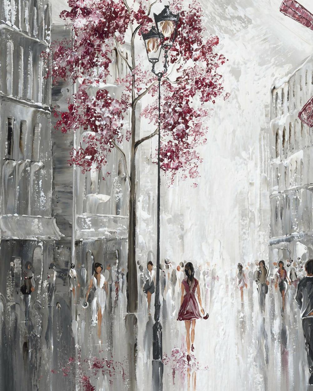 Moulin Rouge Streetscape , Original Hand-Painted Canvas By Isabella Karolewicz-by-Isabella Karolewicz-original art-Gioia