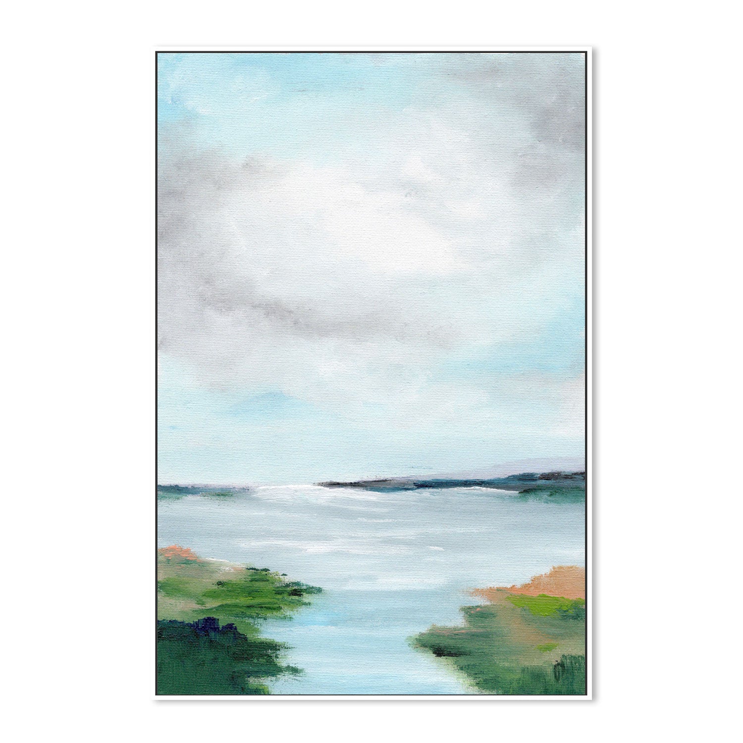 Pastel Blue Haven, Hand-Painted Canvas