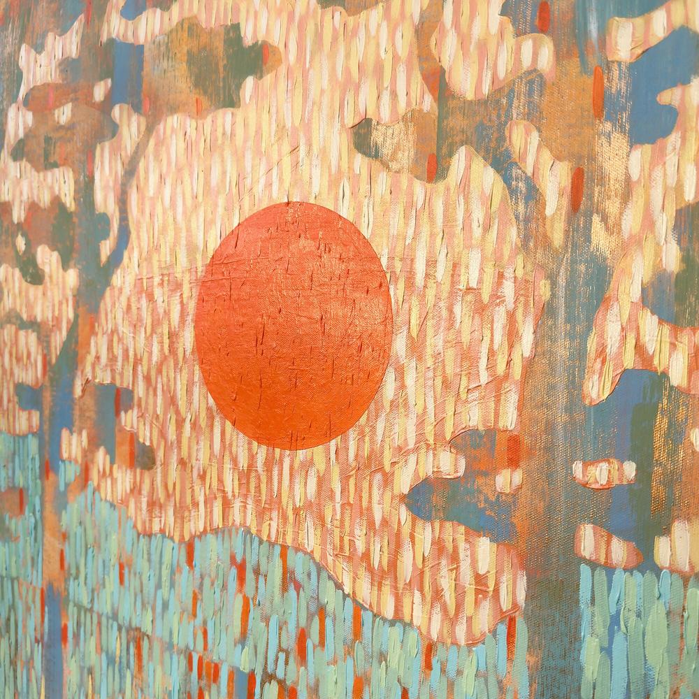 Orange Sun Over the Lake - Original Painting-by-Ekaterina Prisich Original Art-original art-Gioia