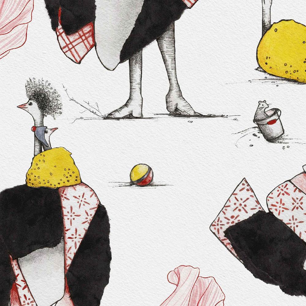 Ostriches-wallpaper-eco-friendly-easy-removal-Iryna Mushkarova-3