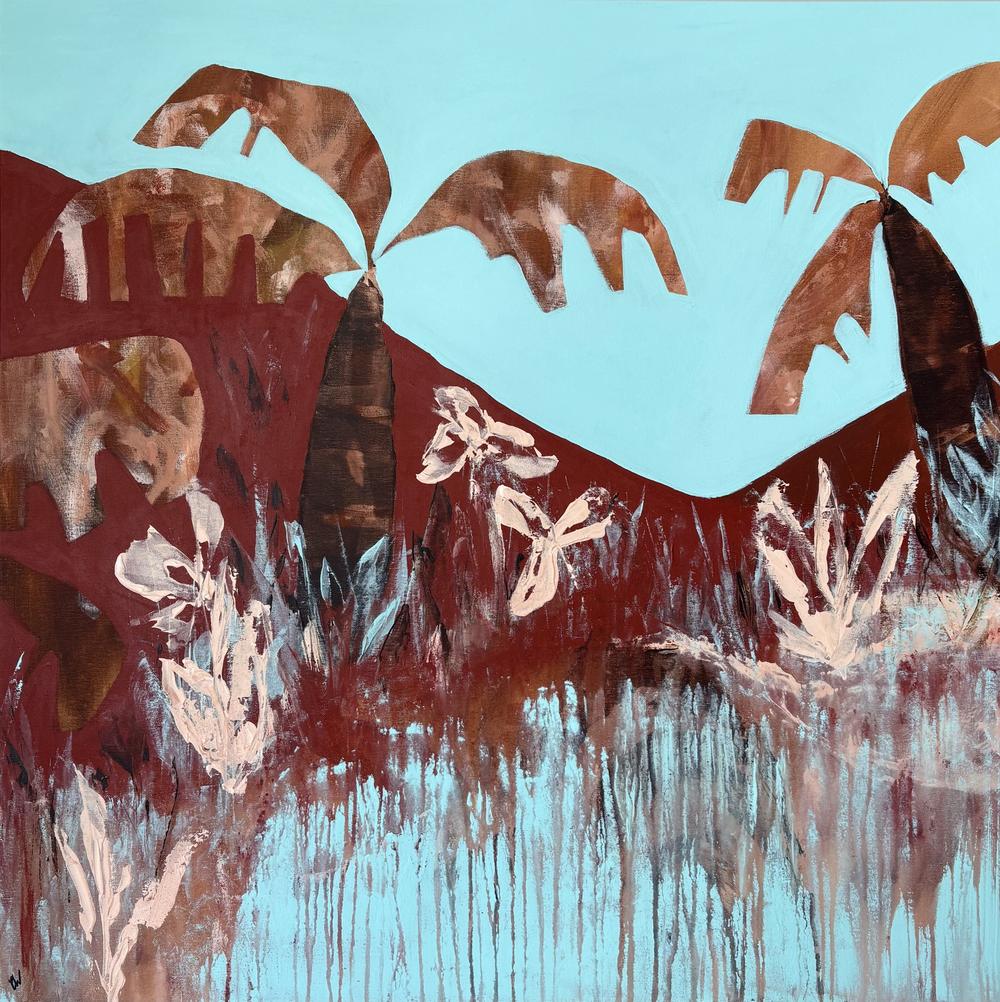 Palms And Tide-by-Carrie Welsh Original Art-original art-Gioia