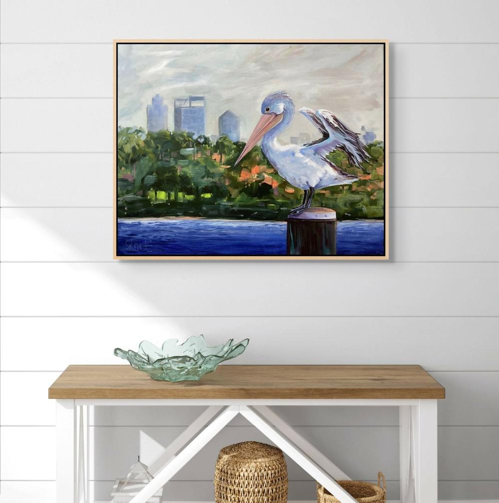 Perth Pelican-by-Claire Skeet-original art-Gioia
