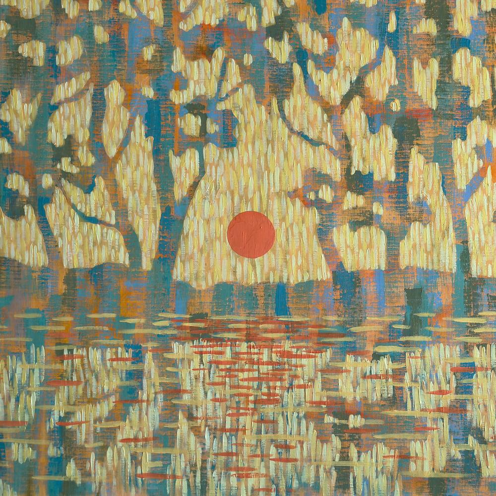 Pine Reflections at Sunset , Original Artwork-by-Ekaterina Prisich-original art-Gioia