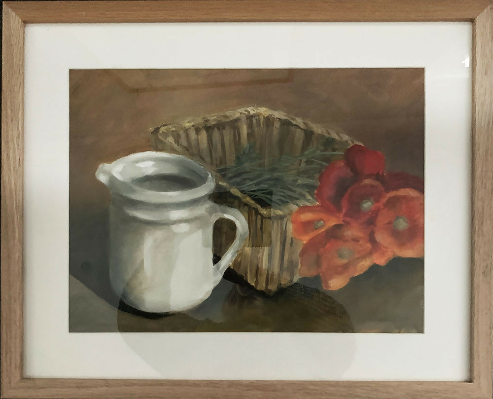 Poppies with Jug-by-Pamela Gleeson Original Art-original art-Gioia